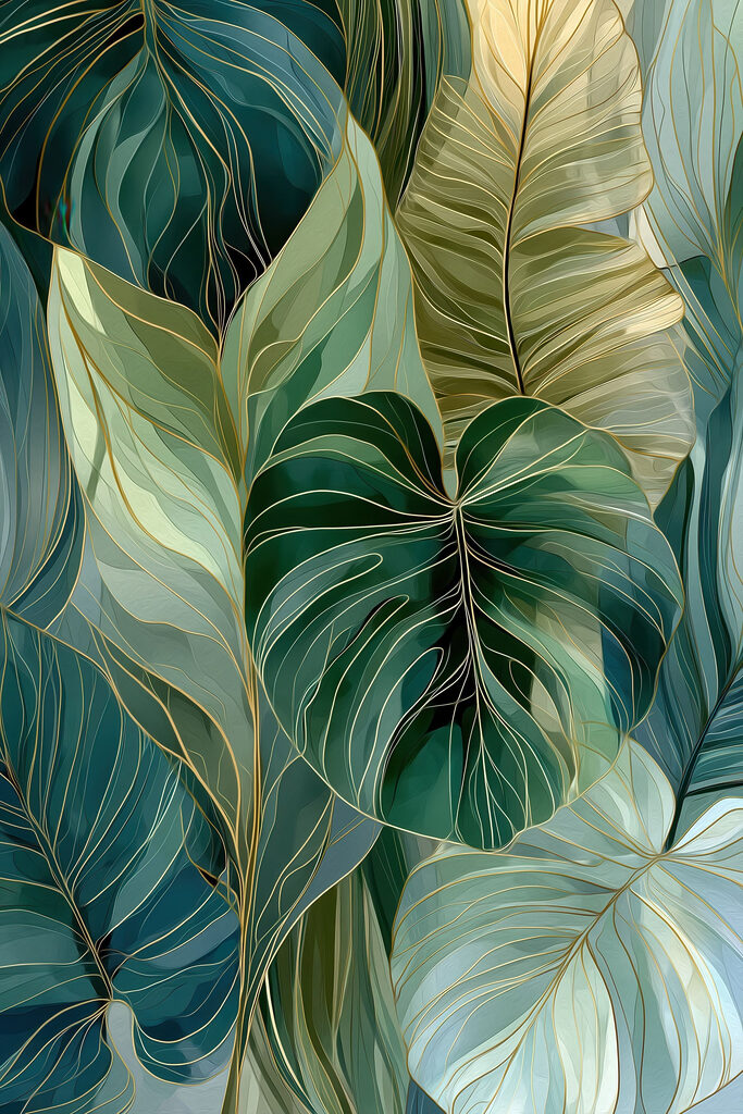 Vibrant green leaf patterns intertwined