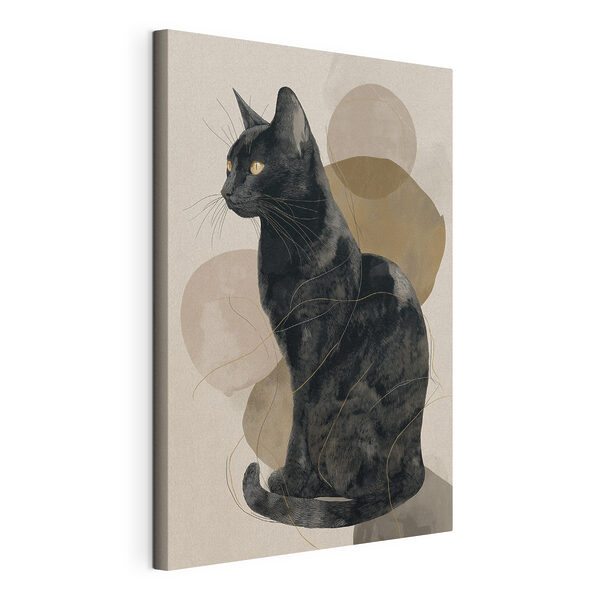 Canvas Schilderijen Canvas Schilderijen Zwarte kat met gele ogen (Artikelnummer: s49838)