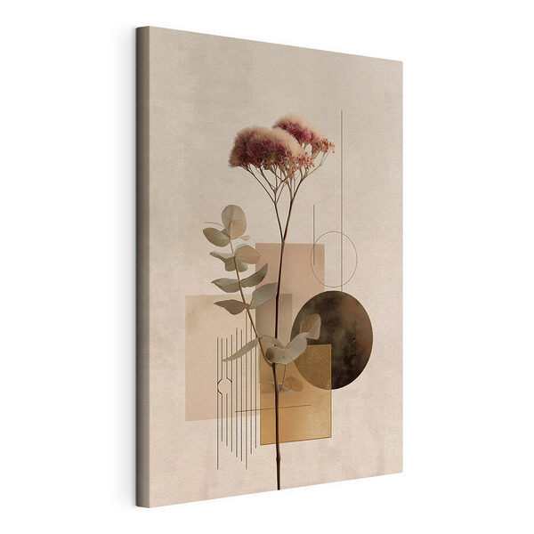 Canvas Schilderijen Canvas Schilderijen Plant met bladeren en cirkels (Artikelnummer: s49843)