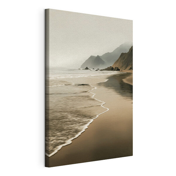 Canvas Schilderijen Strand met golven en bergen (Artikelnummer: s49805) Canvas Schilderijen Canvas Schilderijen Strand met golven en bergen (Artikelnummer: s49805)