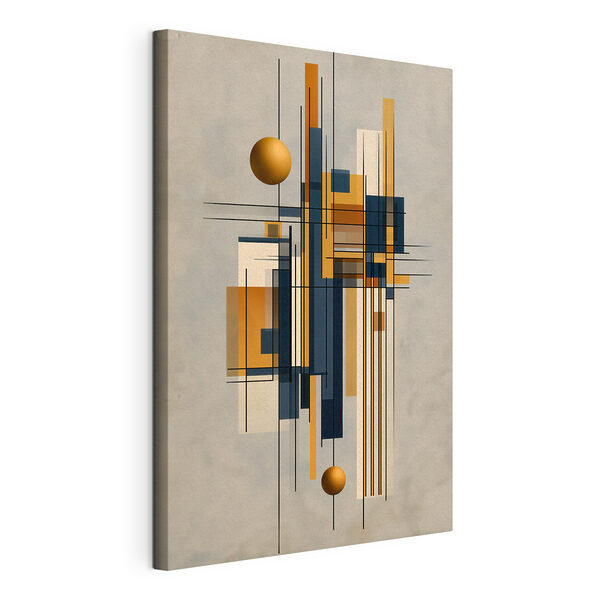 Kunstwerk met een bal en vierkanten Canvas Schilderijen Kunstwerk met een bal en vierkanten