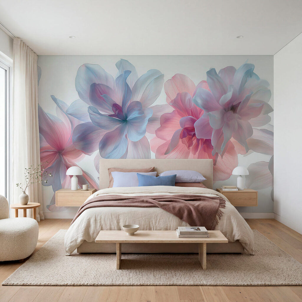 Boeket met roze en blauwe bloemblaadjes Boeket met roze en blauwe bloemblaadjes