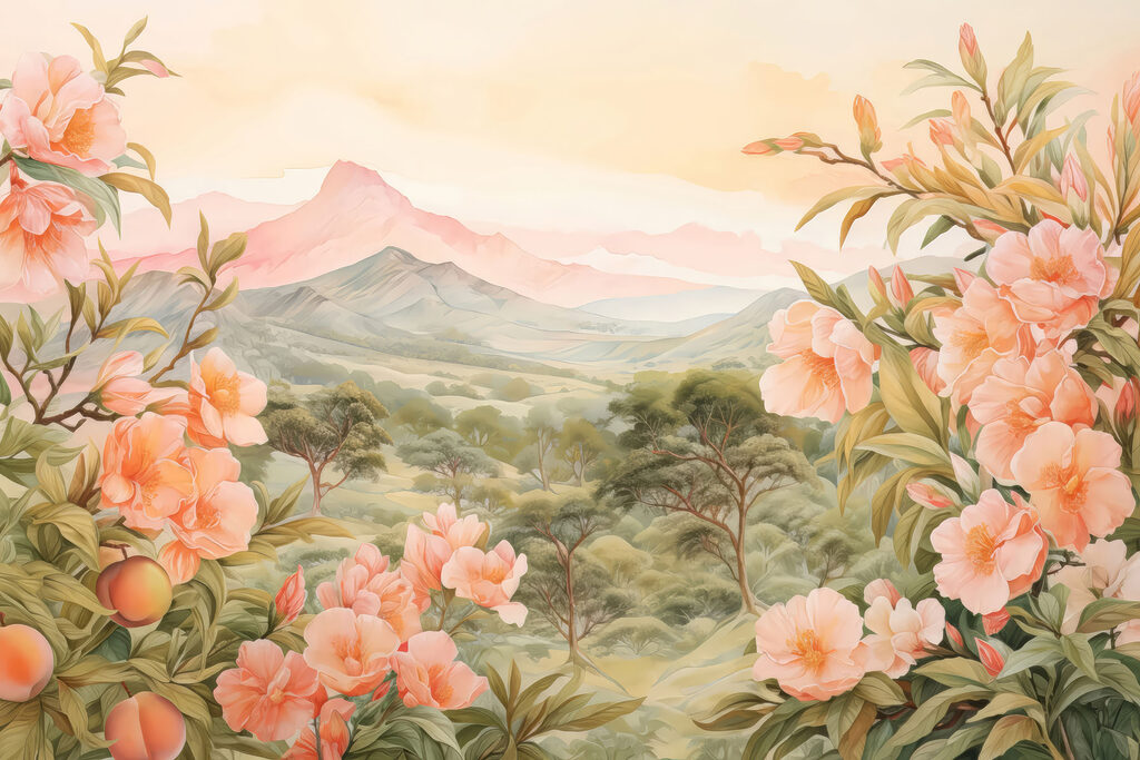 Painting of flowers and trees