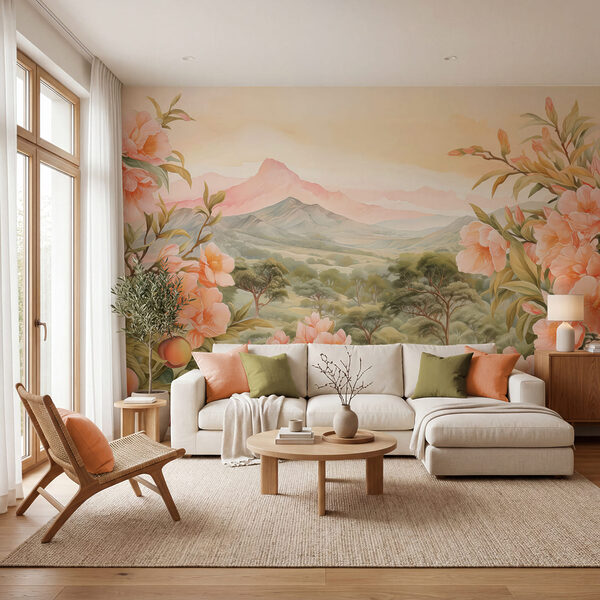 Schilderij van bloemen en bomen
