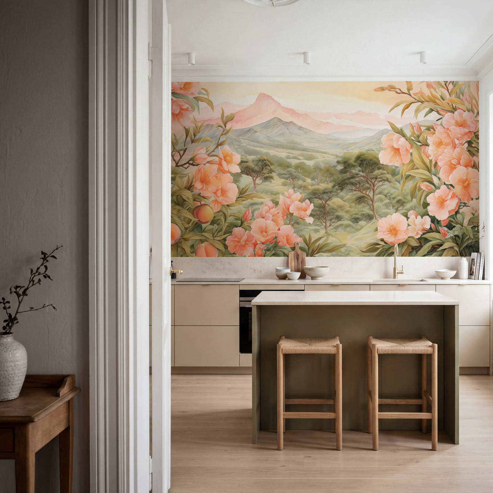 Schilderij van bloemen en bomen