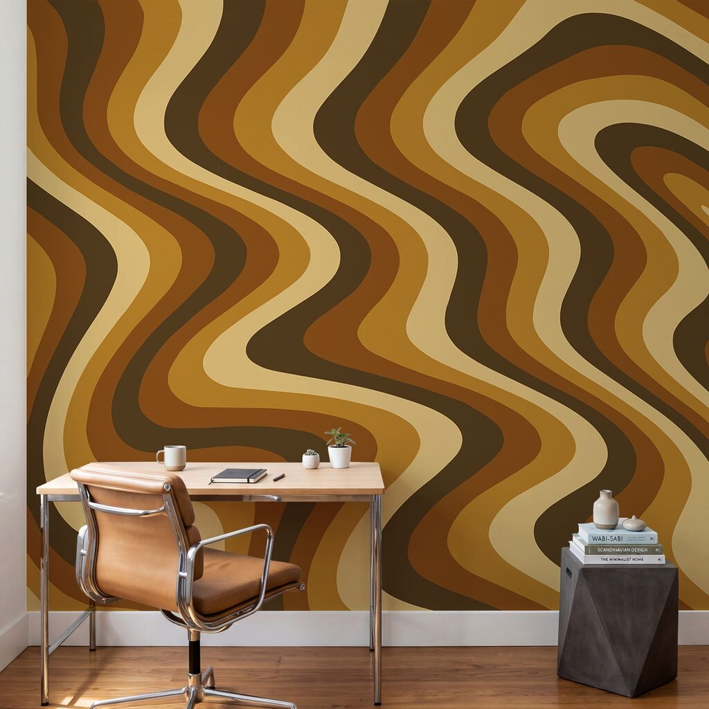 Bruine en beige golvende lijnen