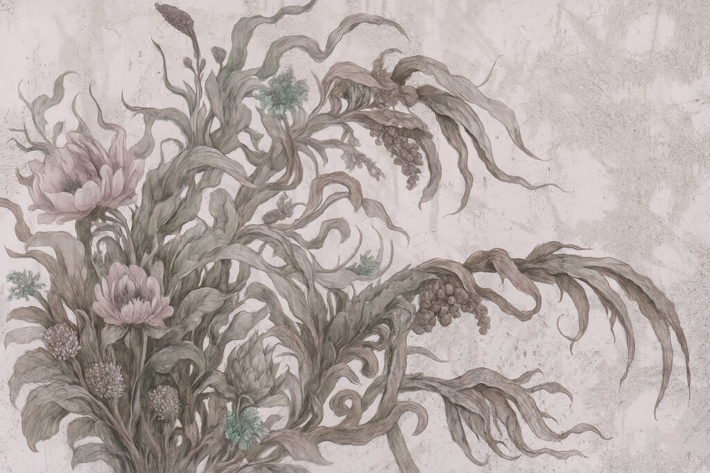 Painting of flowers and leaves