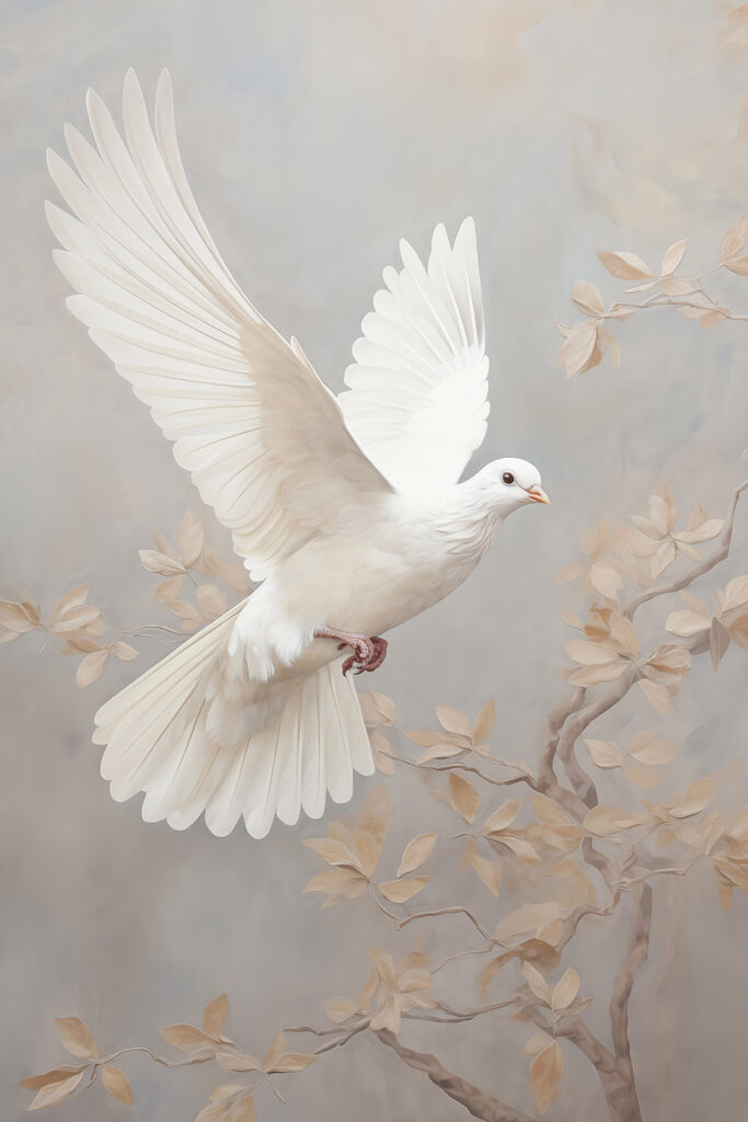 White dove flying in the air White dove flying in the air