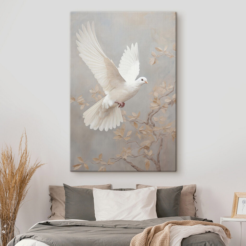 White dove flying in the air White dove flying in the air