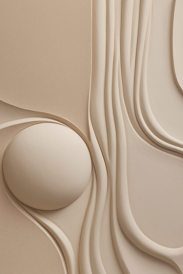 White sphere on a beige surface White sphere on a beige surface