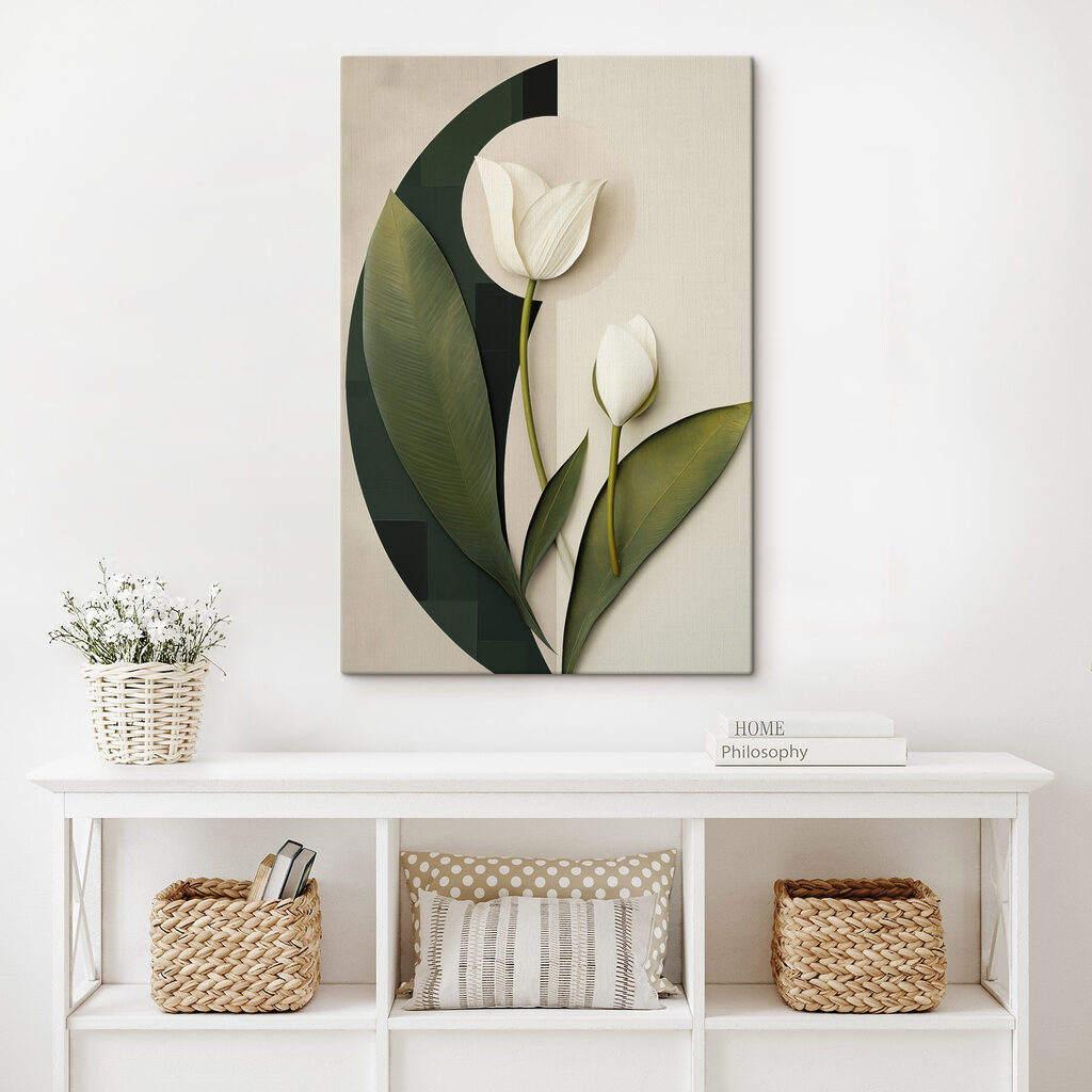 White flowers with green leaves