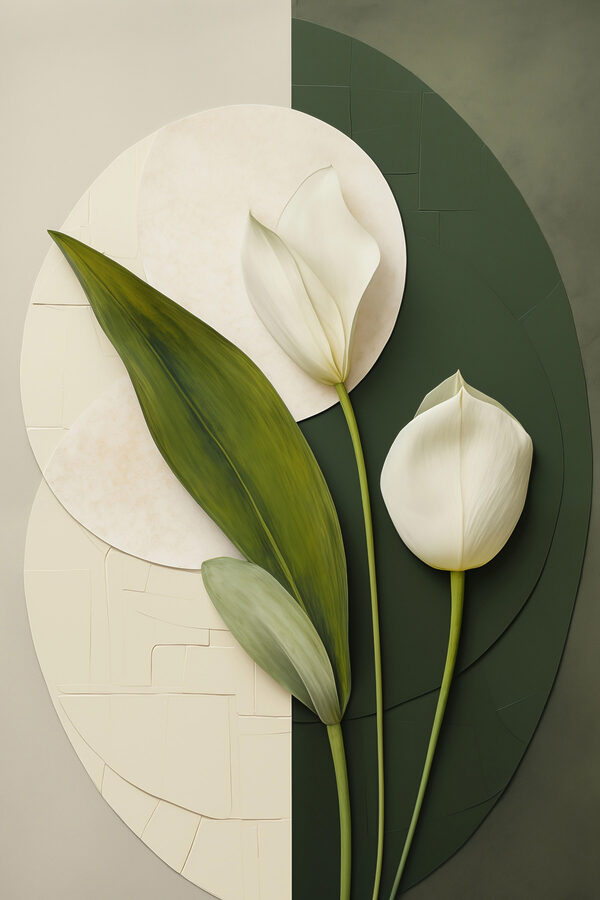 White flowers with green leaves