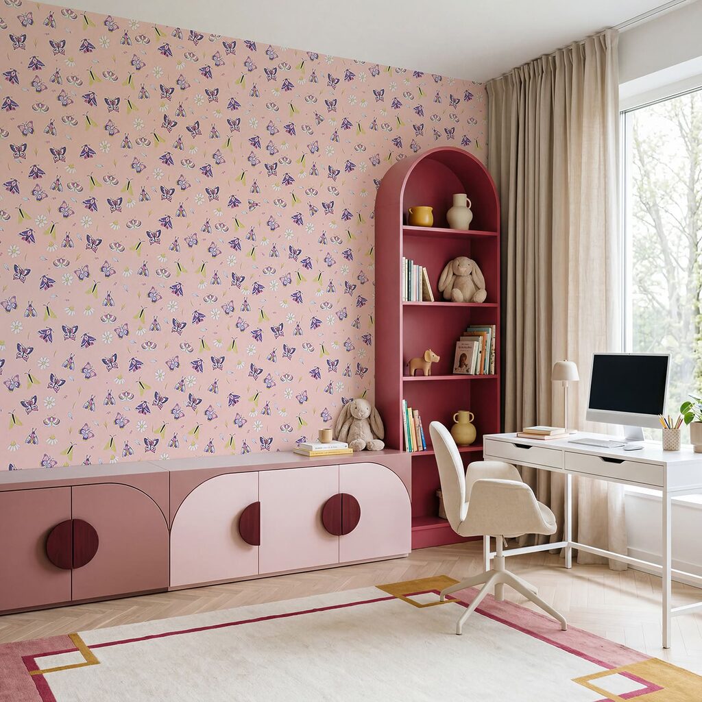 Motief met vlinders en bloemen