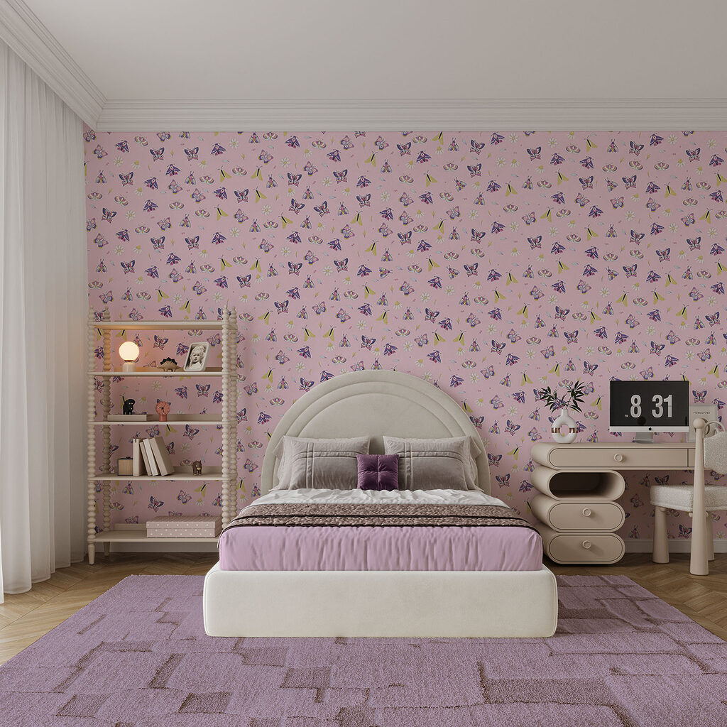 Motief met vlinders en bloemen