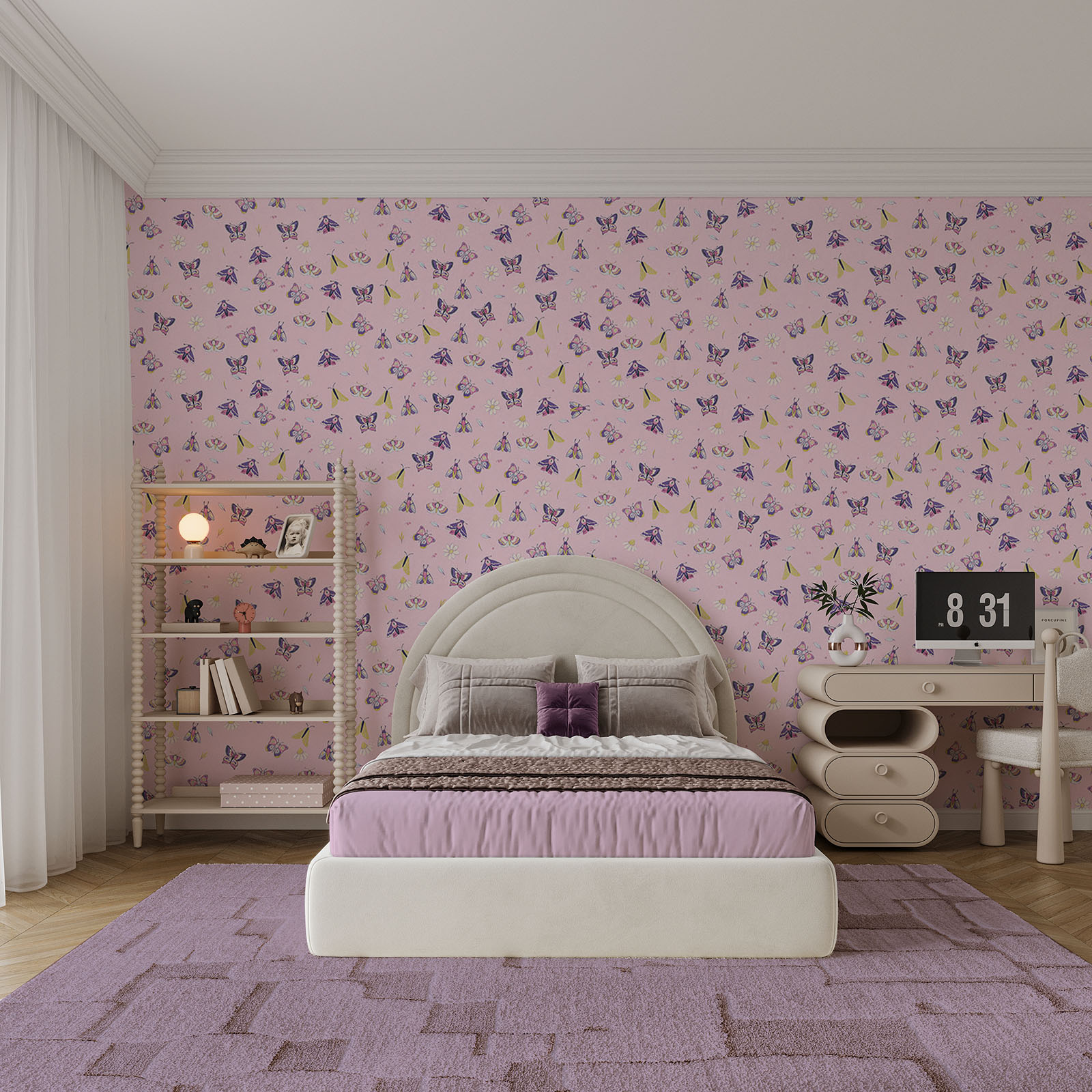Motief met vlinders en bloemen