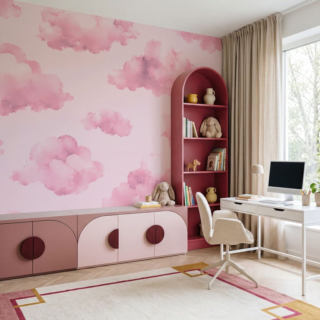 Roze wolken tegen een roze achtergrond