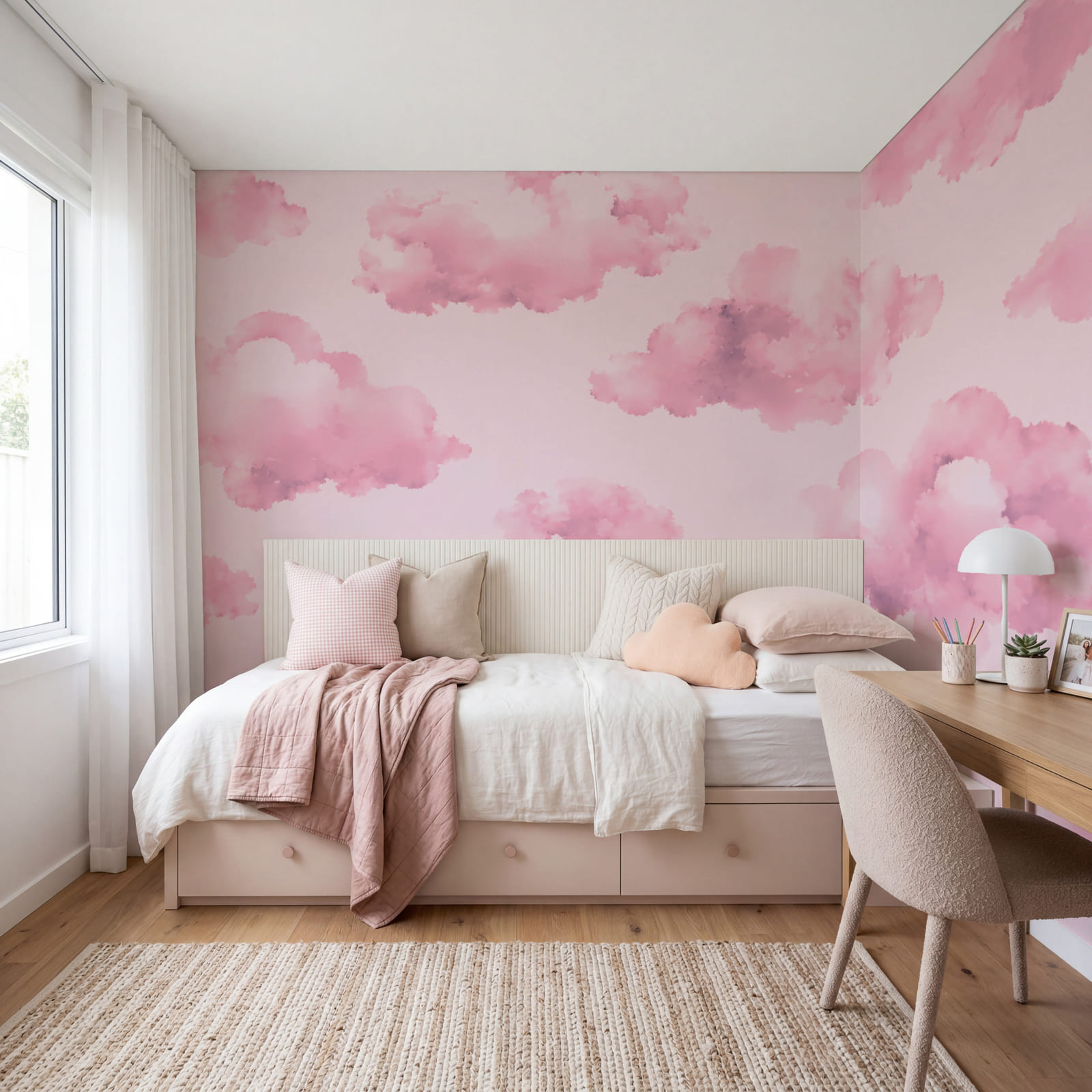 Roze wolken tegen een roze achtergrond