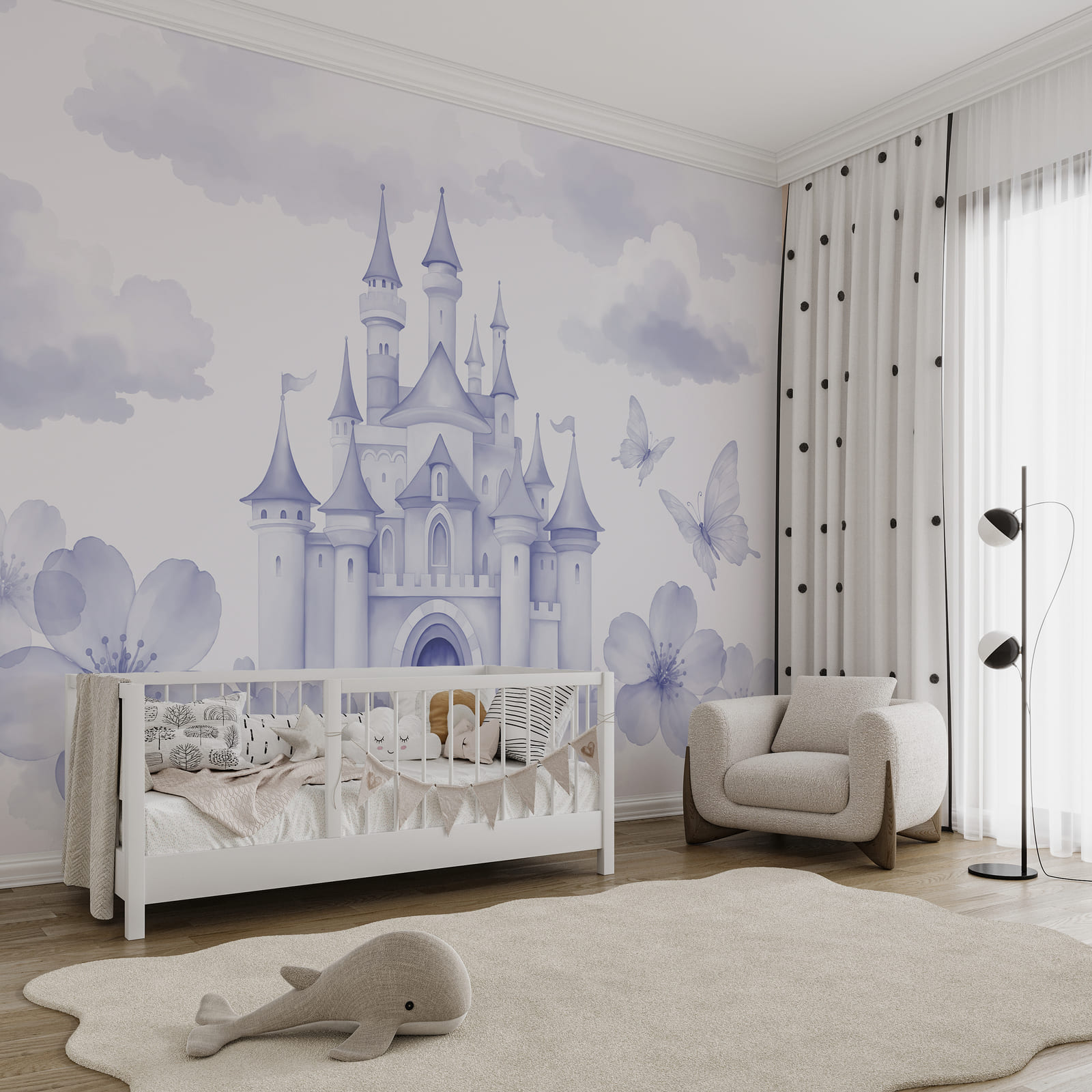 Kasteel met vlinders en bloemen