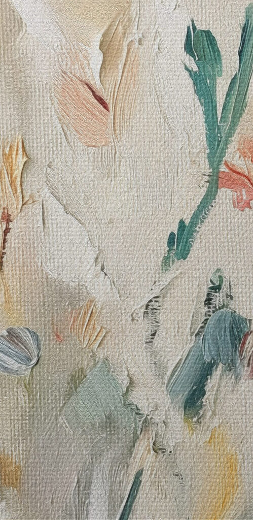 Painting of flowers on a white surface