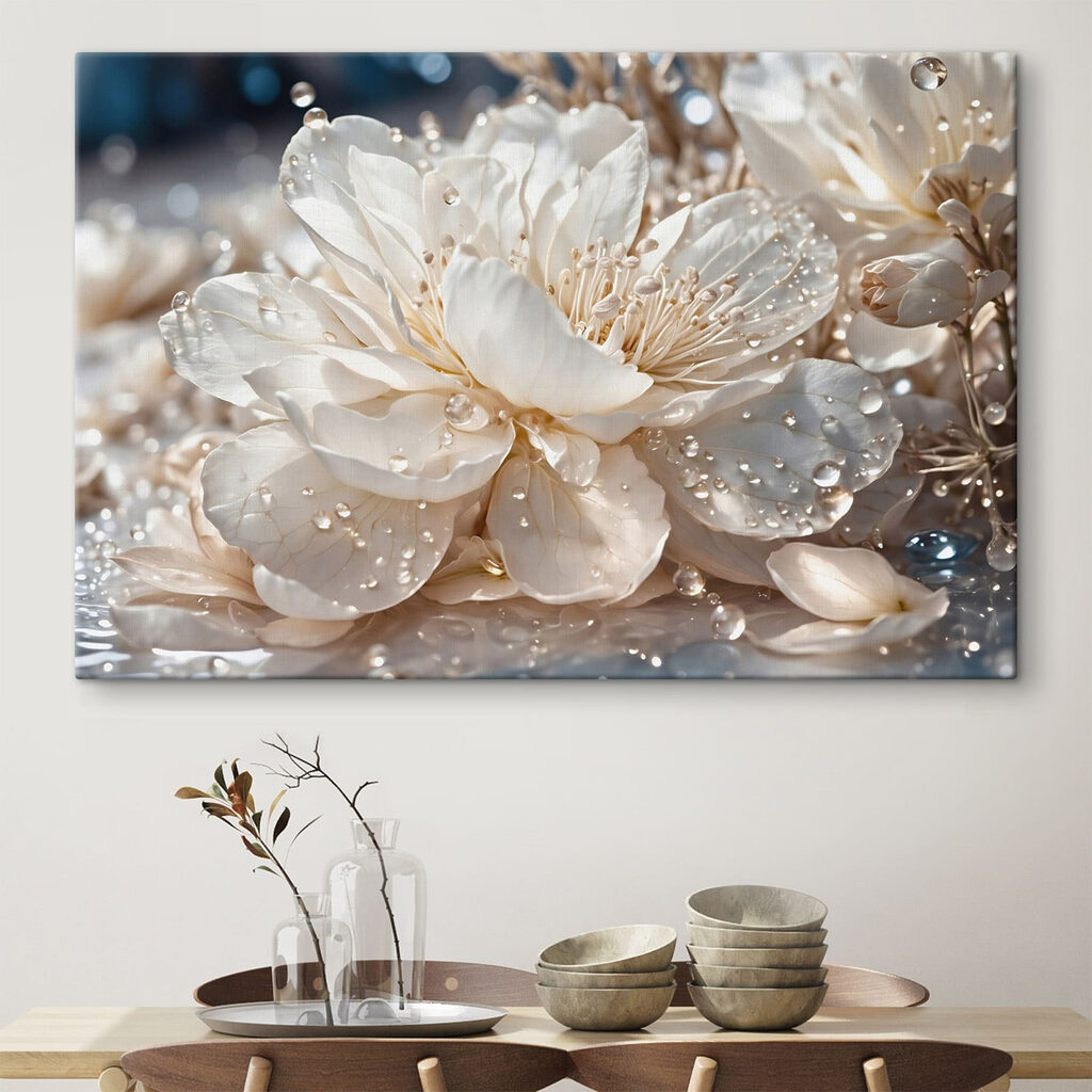 Delicate blooms adorned with droplets
