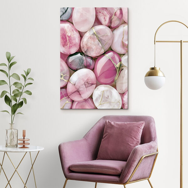 Group of pink and white oval shaped stones Group of pink and white oval shaped stones