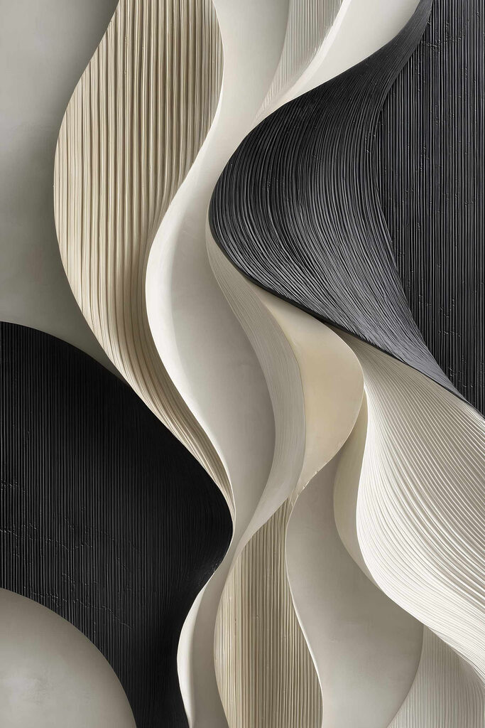 Black and white wavy wall art
