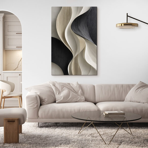 Black and white wavy wall art