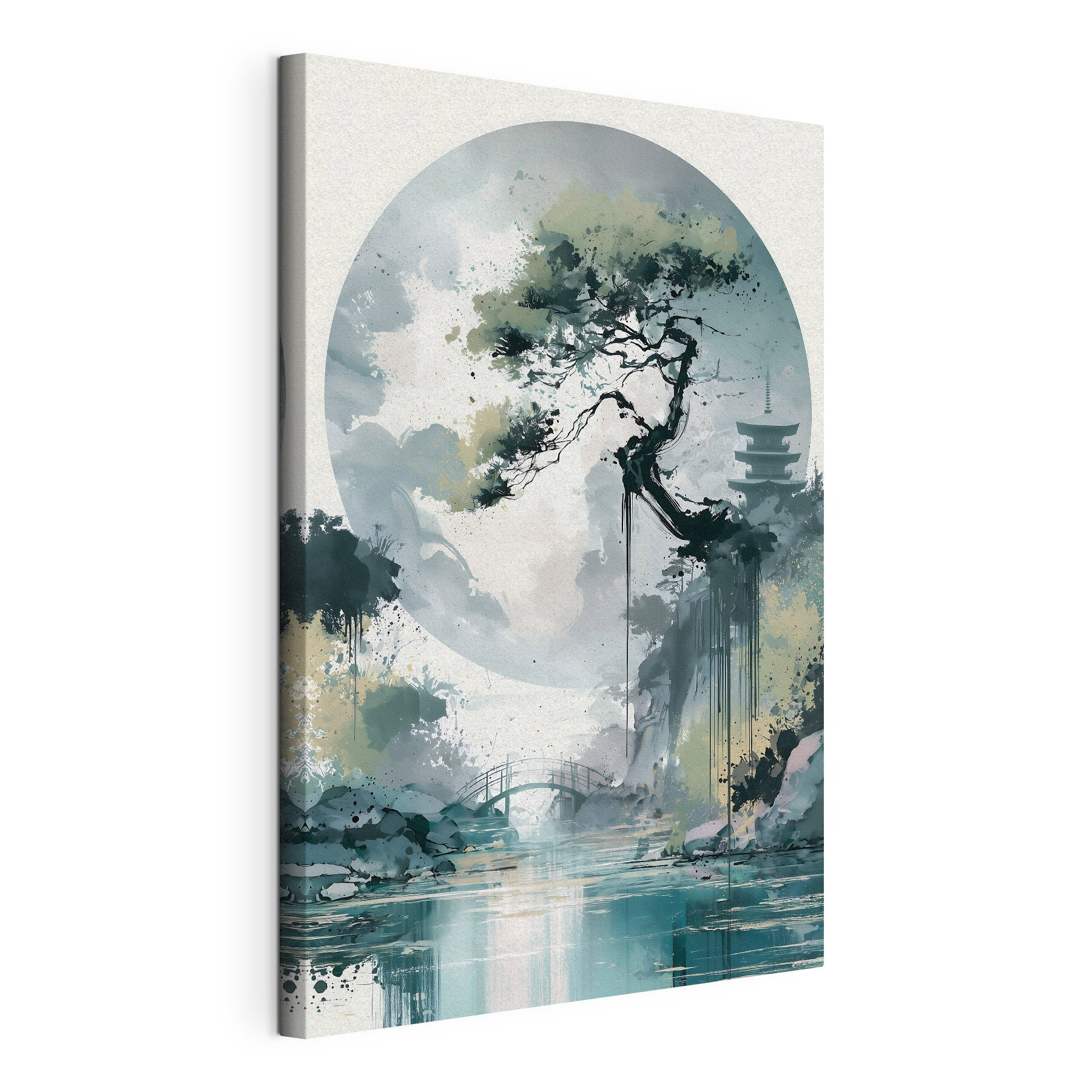 Painting of a bridge and a tree Painting of a bridge and a tree