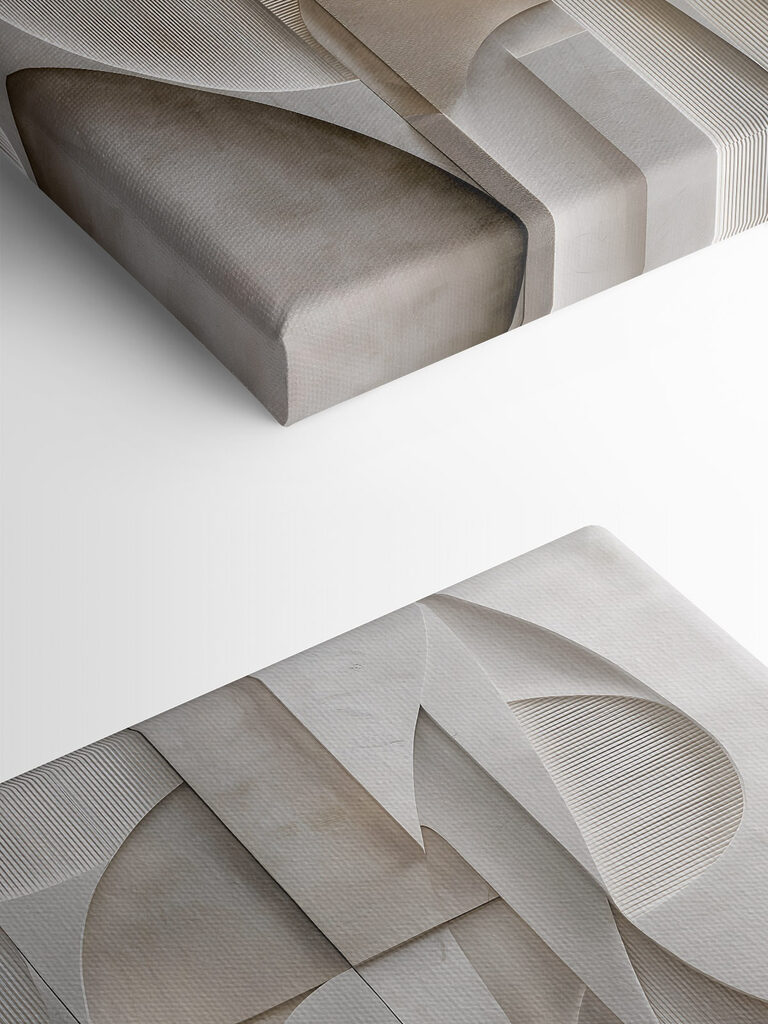 White wall with geometric shapes White wall with geometric shapes