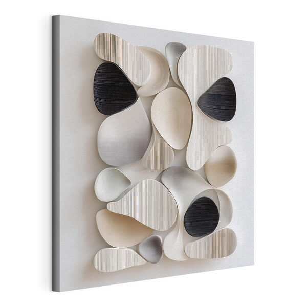 Wall art of black and white shapes