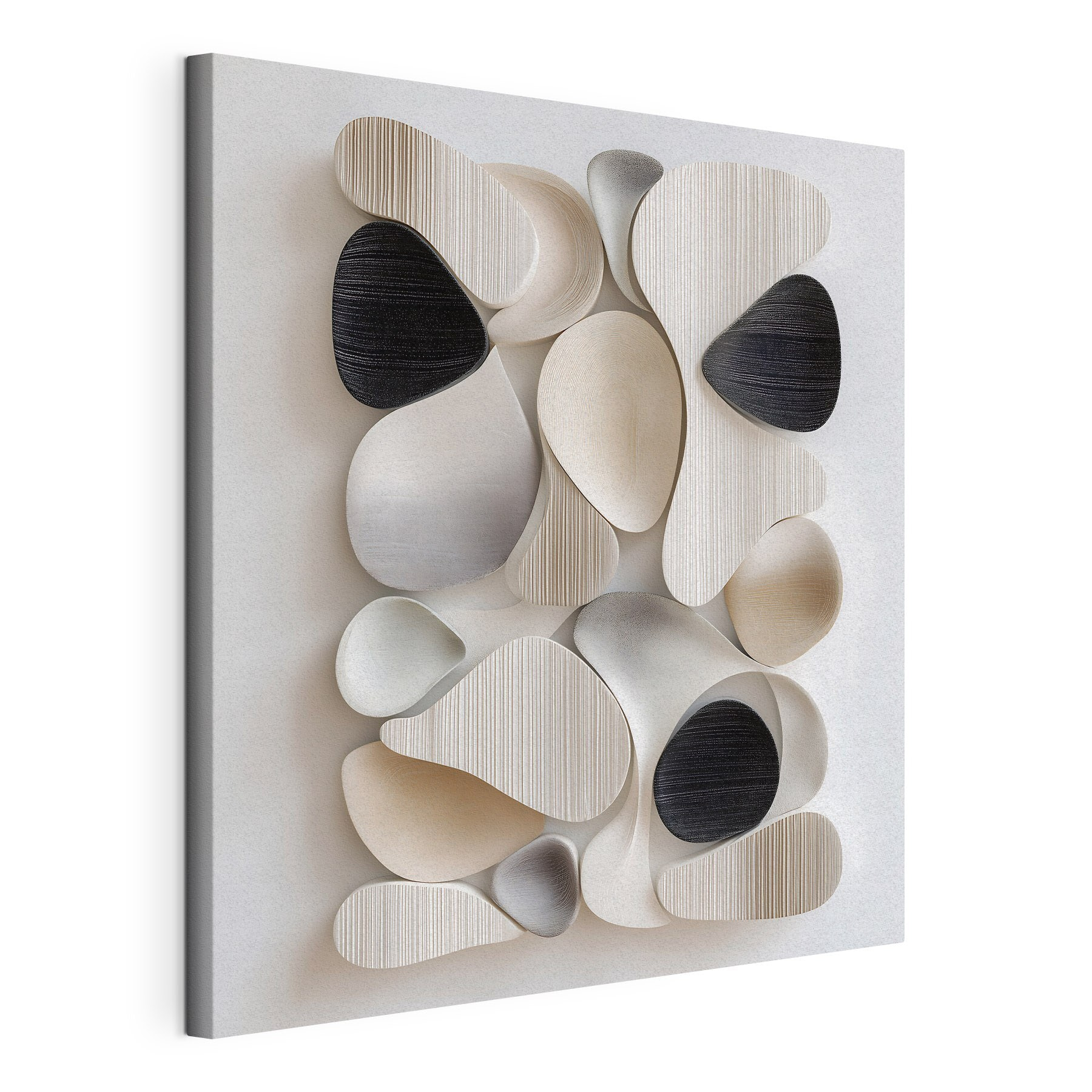 Wall art of black and white shapes