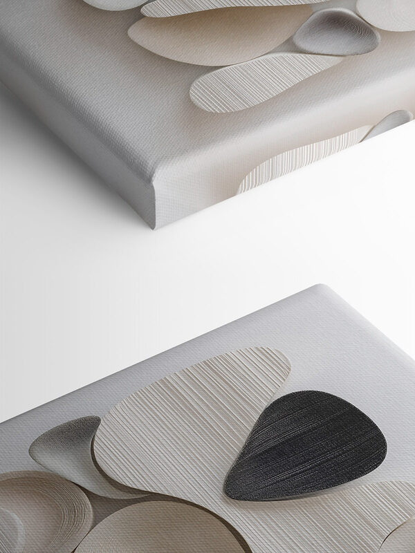 Wall art of black and white shapes
