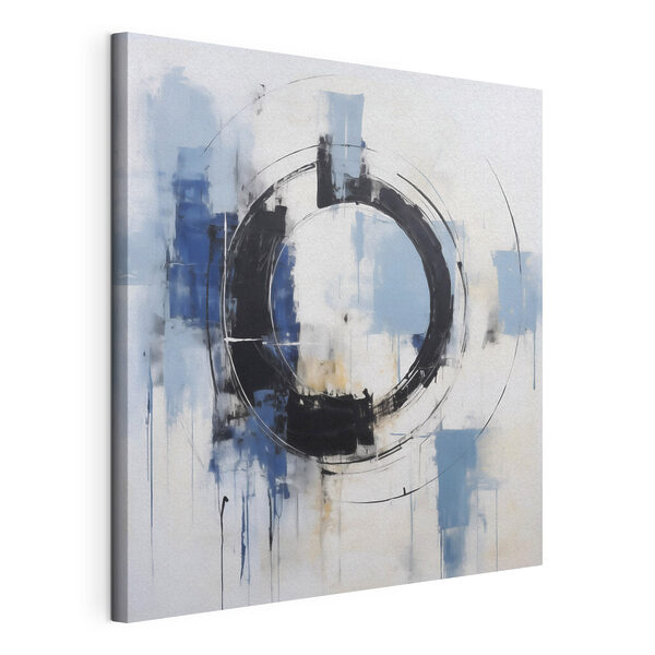 Canvas Schilderijen Canvas Schilderijen Een cirkel schilderen met blauwe en witte verf (Artikelnummer: s49899)