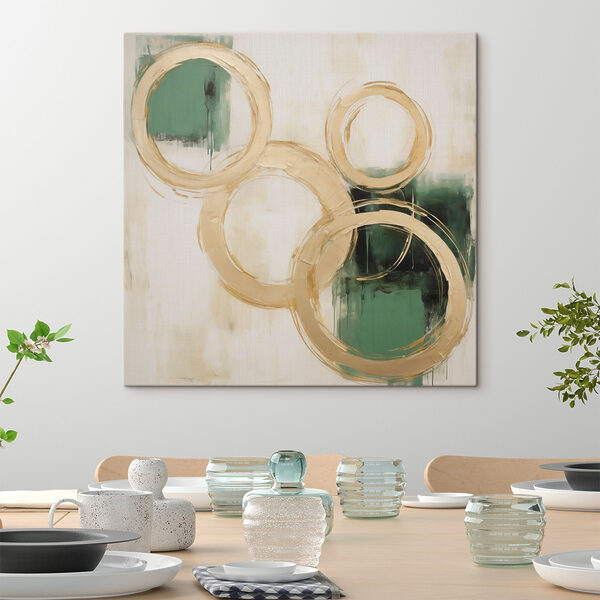 Painting of circles and green paint Painting of circles and green paint