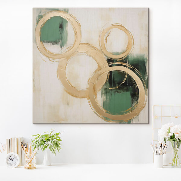 Painting of circles and green paint Painting of circles and green paint