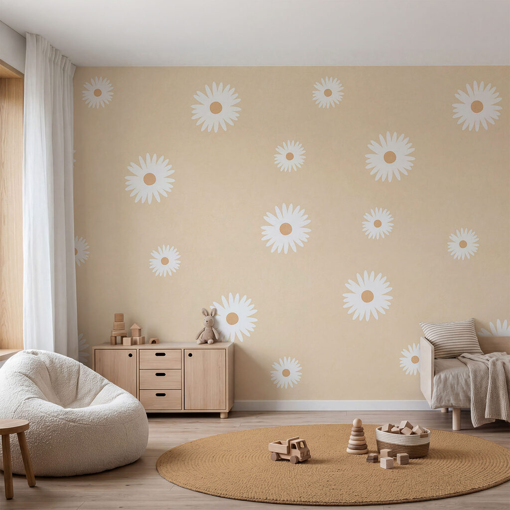 Witte bloemen op een beige achtergrond Witte bloemen op een beige achtergrond