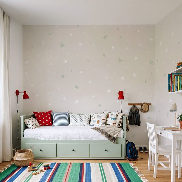 Witte en groene sterren op een witte achtergrond Witte en groene sterren op een witte achtergrond