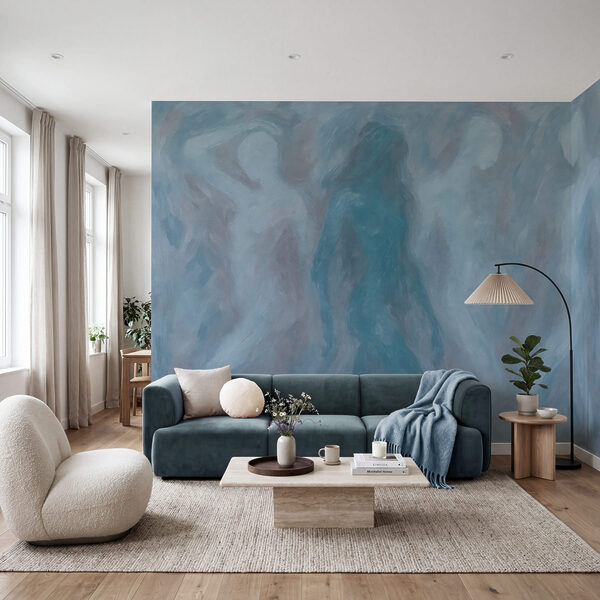 Een groep mensen in een grijze kamer Een groep mensen in een grijze kamer