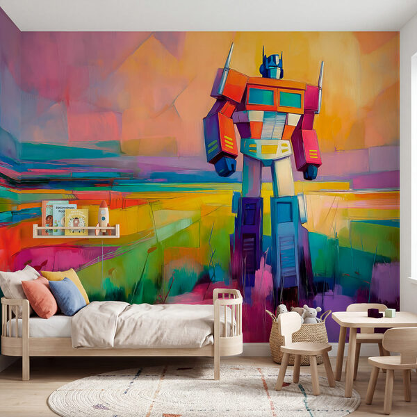 Kleurrijk schilderij van een robot Kleurrijk schilderij van een robot