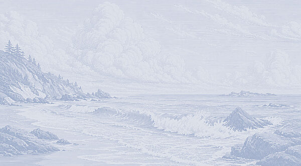 Landscape with waves crashing on the shore