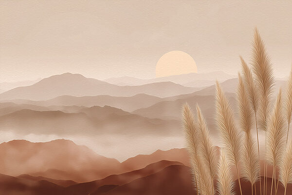 Landscape with mountains and grass Landscape with mountains and grass