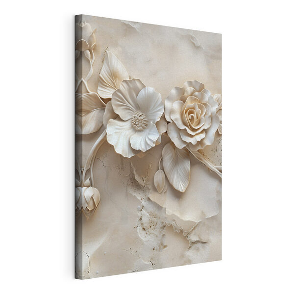 Canvas Schilderijen Canvas Schilderijen Verfijnd bloemmotief in neutrale tinten (Artikelnummer: s49990)