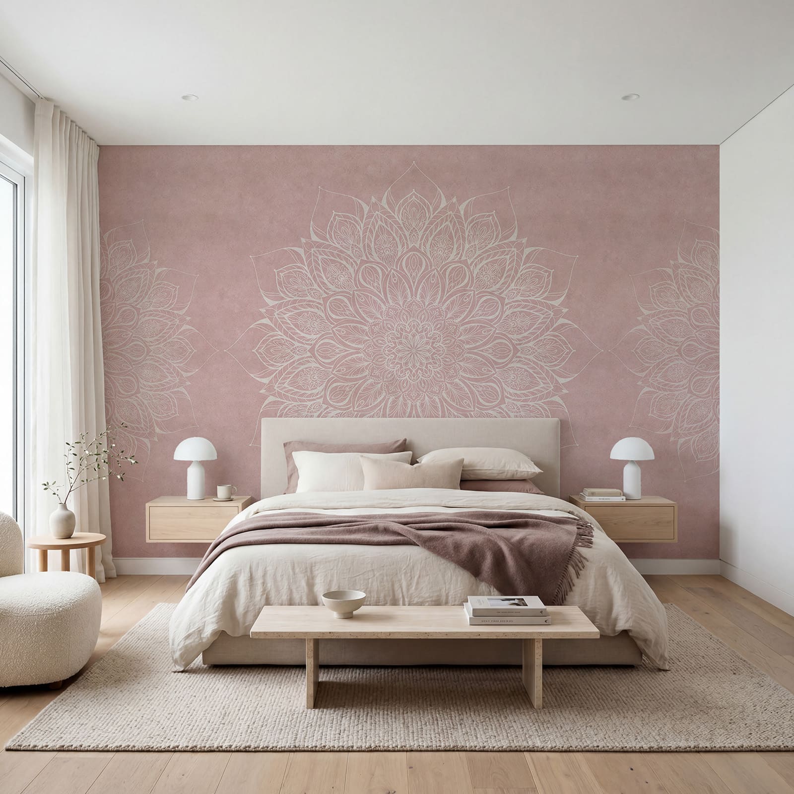 Witte en roze mandala Witte en roze mandala