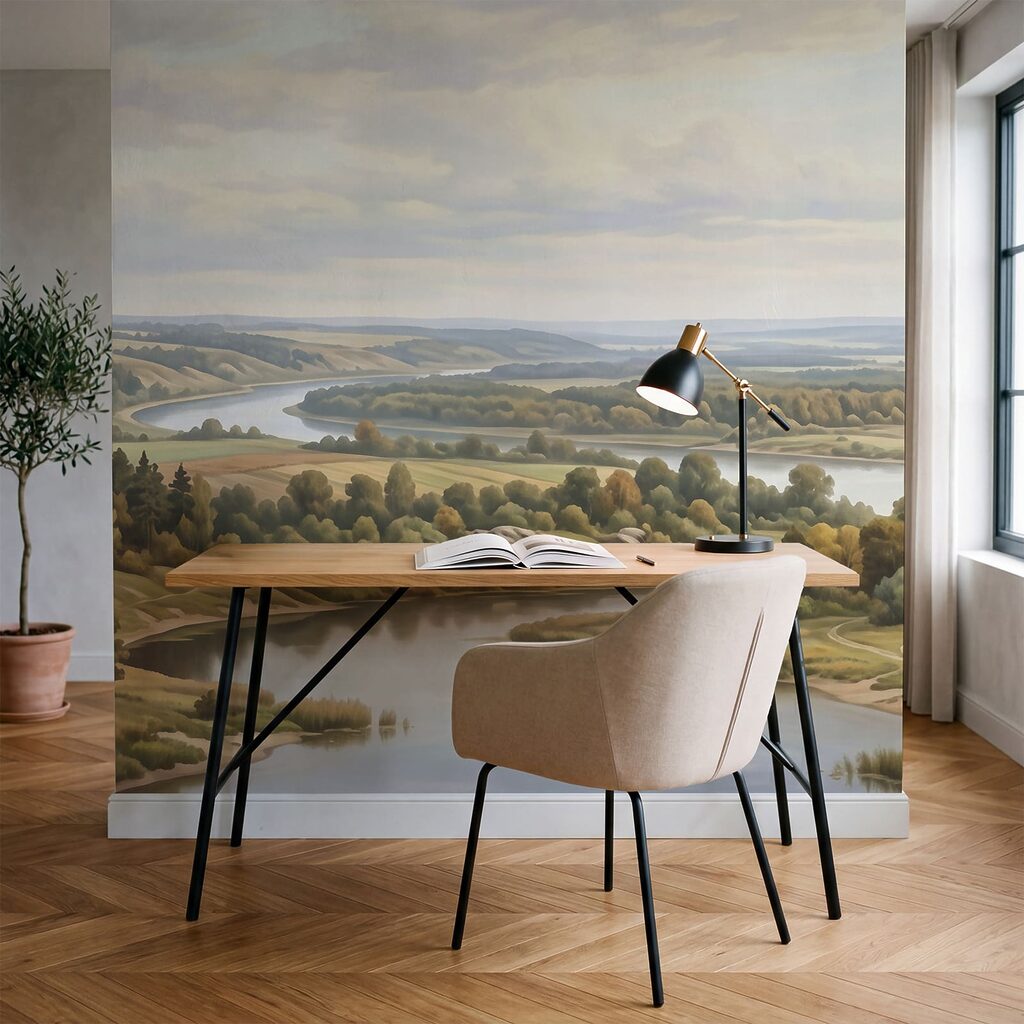 Een rivier die door een vallei stroomt Een rivier die door een vallei stroomt