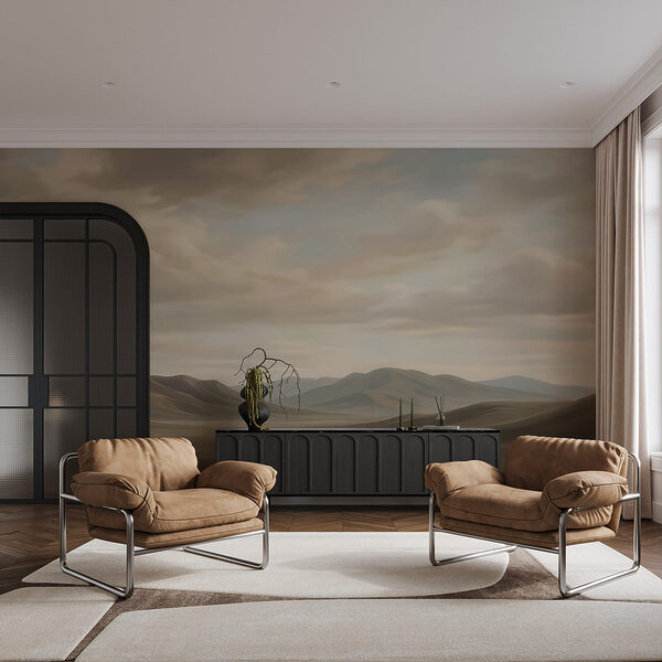 Fotobehang Landschap van een woestijn met heuvels en wolken (Artikelnummer: t00853) Fotobehang Fotobehang Landschap van een woestijn met heuvels en wolken (Artikelnummer: t00853)
