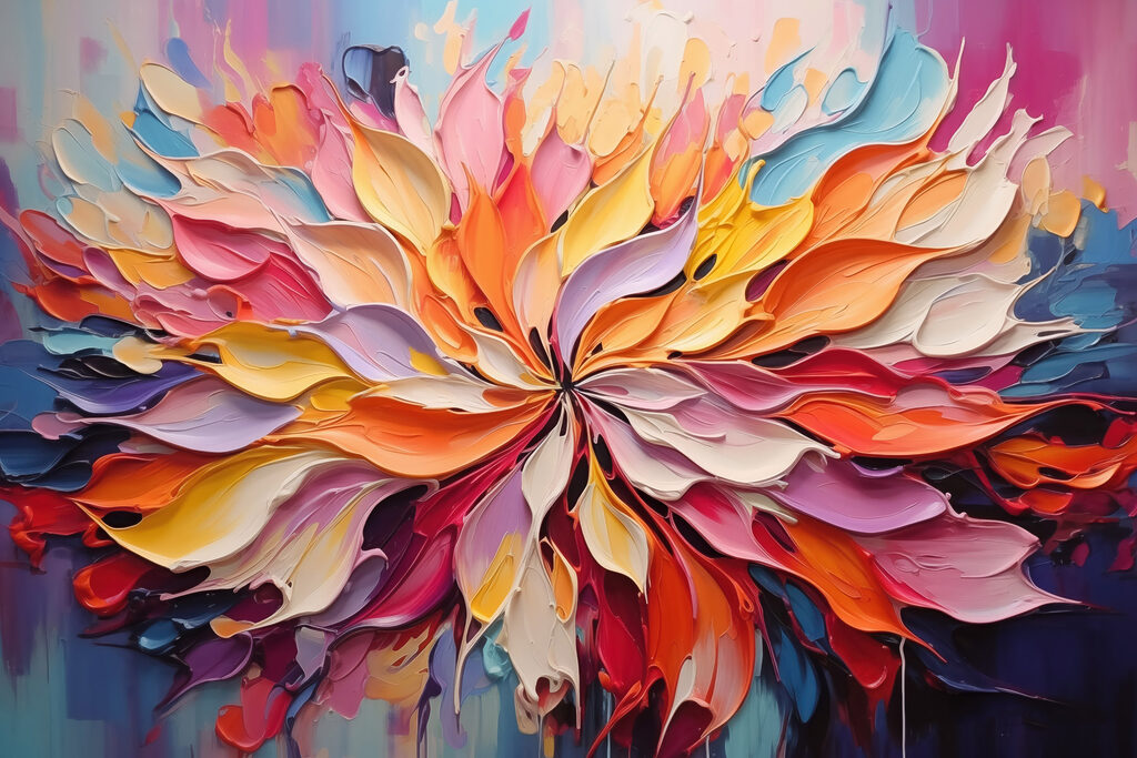 Painting of colorful leaves