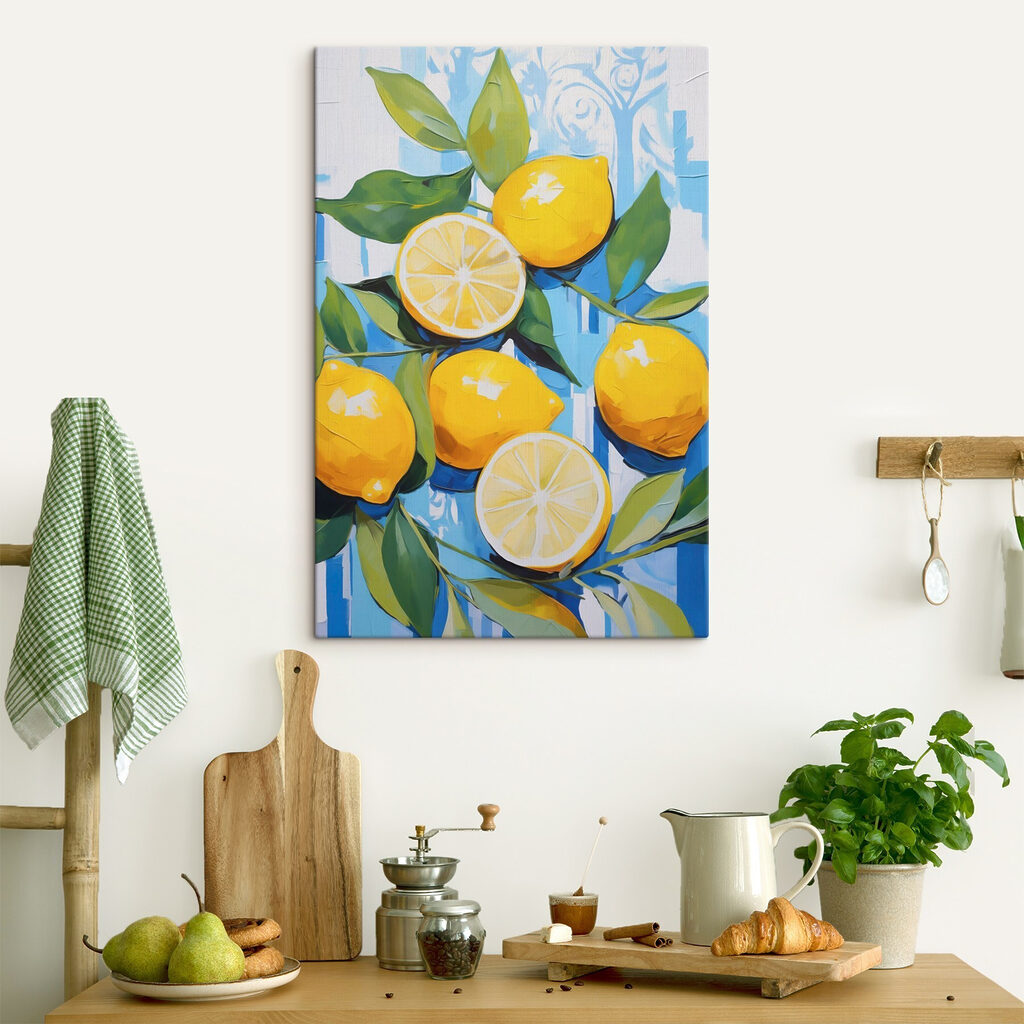 Painting of lemons and leaves