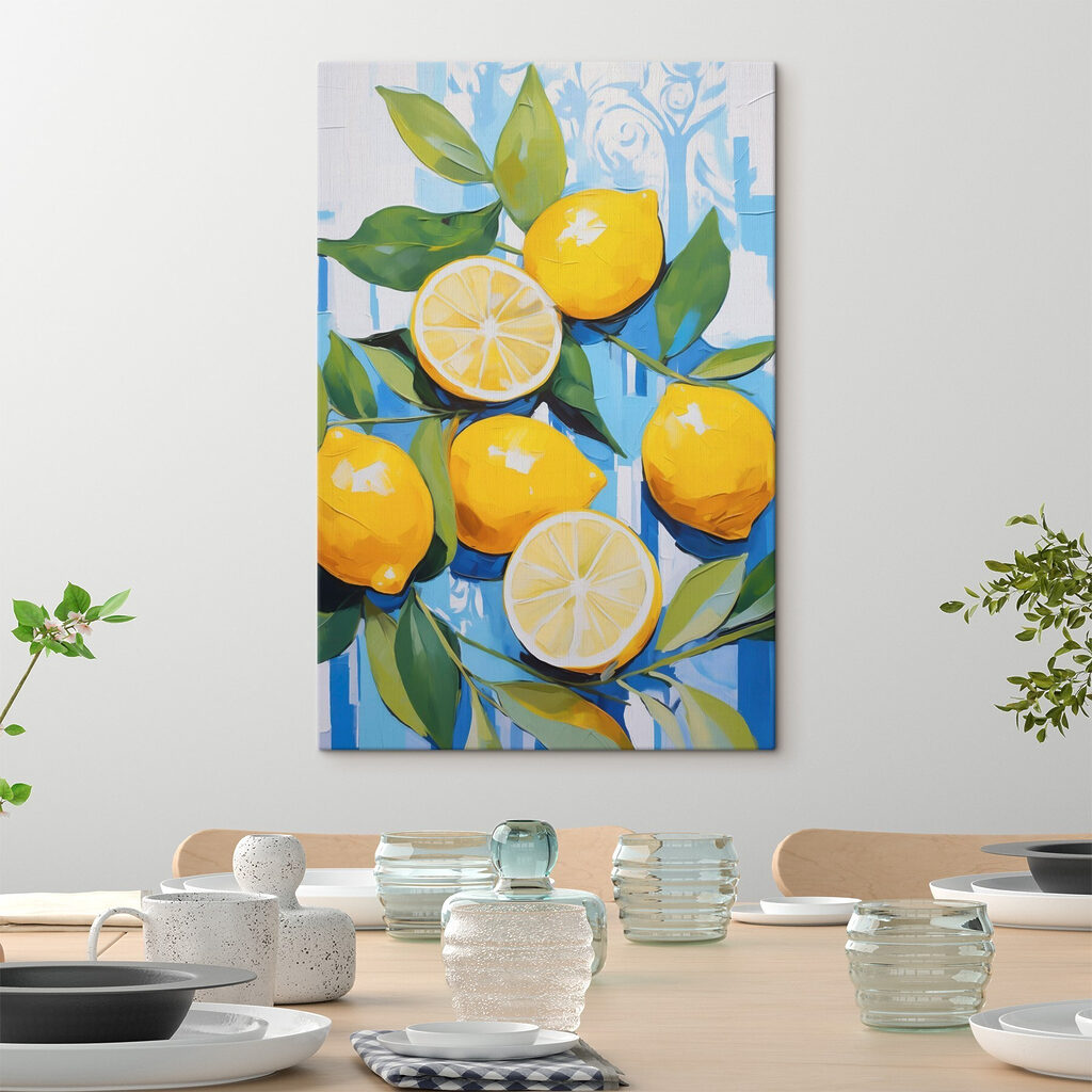 Painting of lemons and leaves