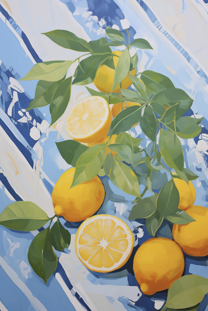 Painting of lemons and leaves Painting of lemons and leaves