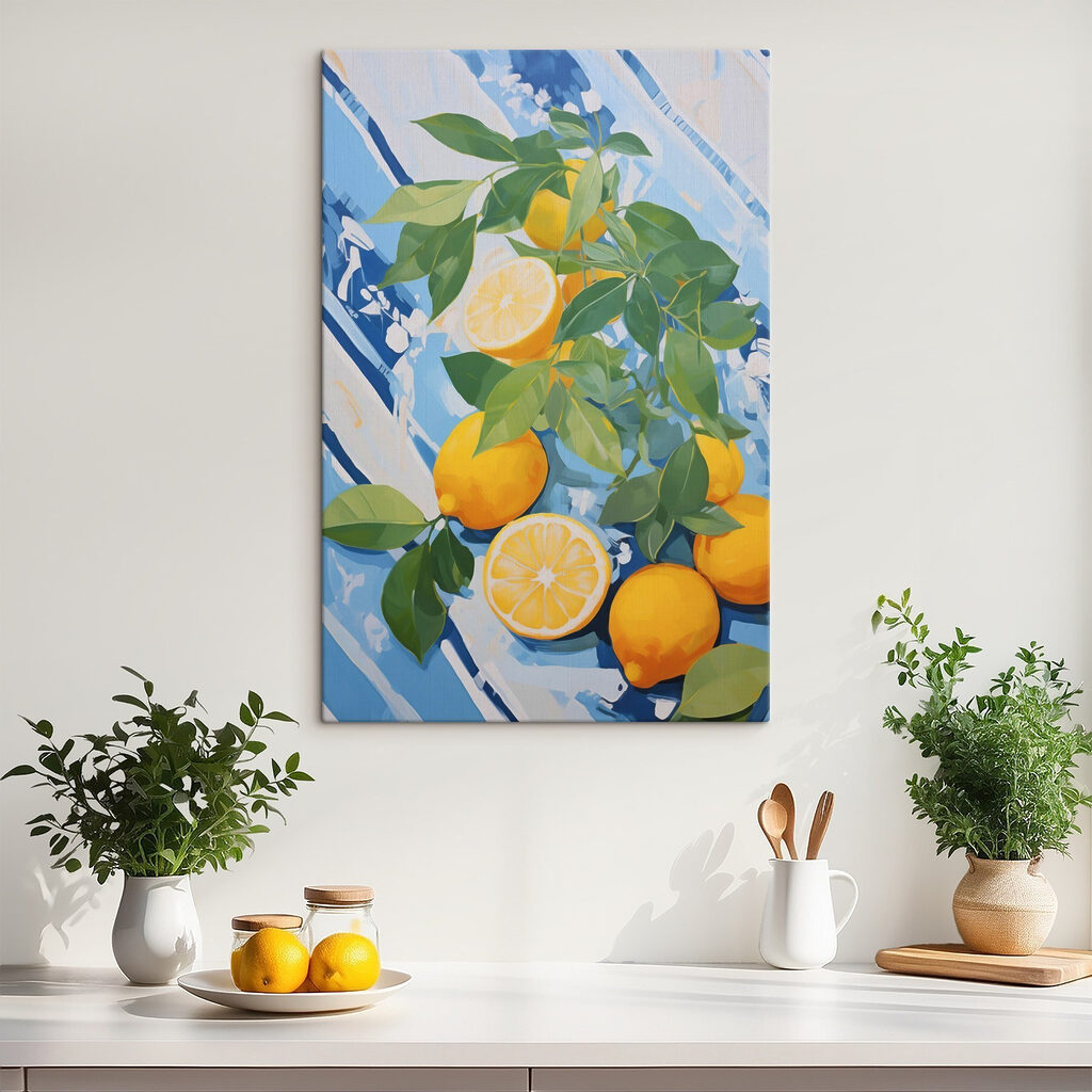 Painting of lemons and leaves Painting of lemons and leaves